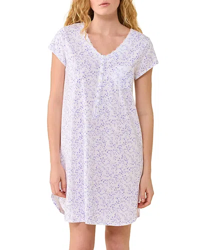 Eileen West Cap Sleeve Cotton Jersey Knit Short Nightshirt In White