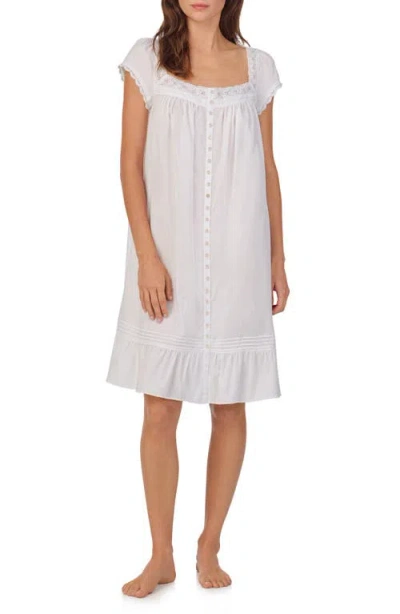 Eileen West Cap Sleeve Cotton Lawn Short Nightgown In White