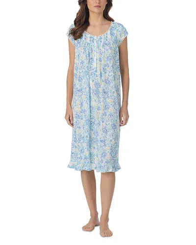 Eileen West Cap Sleeve Knit Waltz Nightgown - Exclusive In Blue