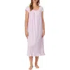 Eileen West Cap Sleeve Long Cotton Jersey Nightgown In Pink Print