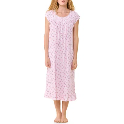Eileen West Cap Sleeve Short Cotton Jersey Nightgown In Pink