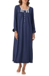 Eileen West Cotton Blend Interlock Ballet Nightgown In Blue
