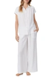 Eileen West Cotton Gauze Wide Leg Pajamas In White