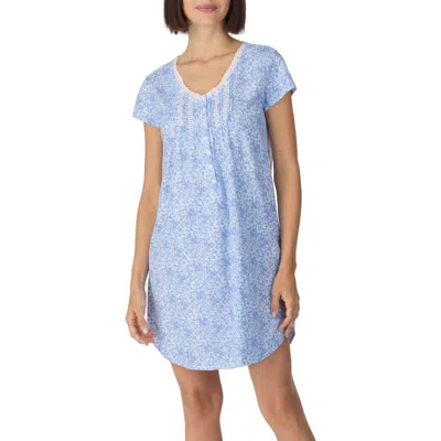 Eileen West Cotton Jersey Short Nightgown In Blue