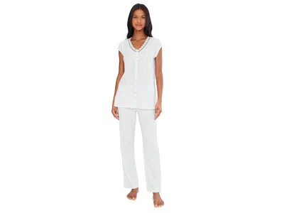 Eileen West Cotton Knit Cap Sleeveless Long Pj Set In White