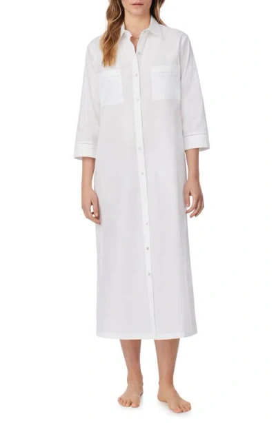 Eileen West Cotton Lawn Long Sleep Shirtdress In White