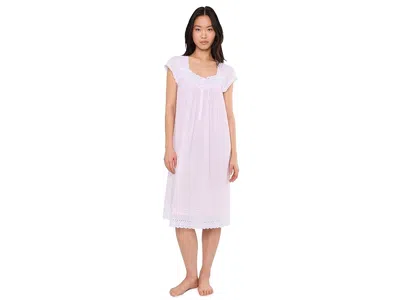 Eileen West Cotton Lawn Swiss Dot Cap Sleeve Waltz Nightgown In White