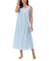 Eileen West Lace-trimmed Cotton Ballet-length Nightgown In Blue