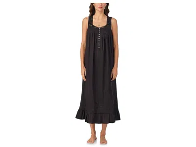 Eileen West Cotton Woven Lawn 50 Ballet Sleeveless Nightgown In Black