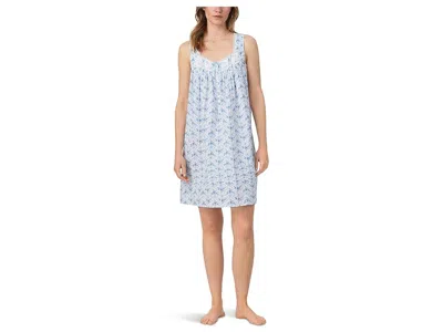 Eileen West Cotton Woven Lawn Sleeveless Short Chemise In Blue