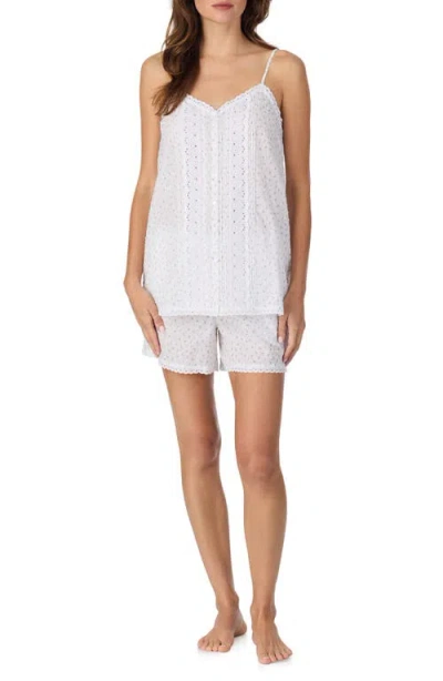 Eileen West Eyelet Trim Cotton Short Pajamas In White