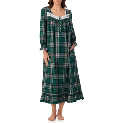 Eileen West Flannel Ballet Nightgown In Green