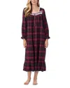 Eileen West Long Sleeve Cotton Blend Flannel Ballet Nightgown In Red Plaid