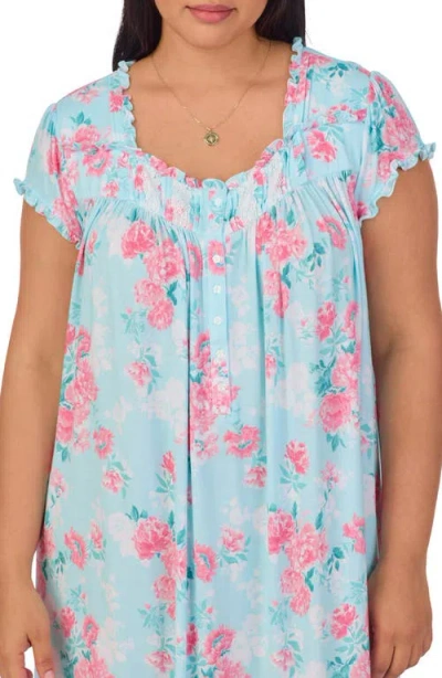 Eileen West Floral Ballet Nightgown In Aqua Fl