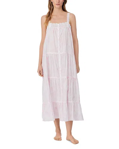 Eileen West Floral Ballet Nightgown In White/pink