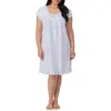 Eileen West Floral Cap Sleeve Cotton Jersey Short Nightgown In White Ditsy