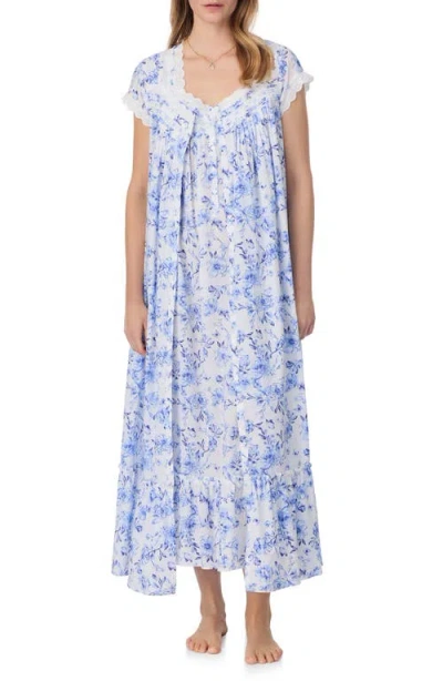 EILEEN WEST EILEEN WEST FLORAL CAP SLEEVE COTTON LAWN BALLET NIGHTGOWN