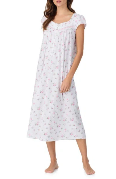 Eileen West Floral Cap Sleeve Cotton Nightgown In Multi