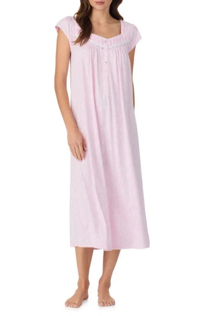 Eileen West Floral Cap Sleeve Cotton Nightgown In Pink