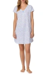 Eileen West Floral Cap Sleeve Jersey Nightshirt In White Ditsy