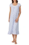 Eileen West Floral Cap Sleeve Nightgown In Blue