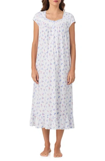 Eileen West Floral Cap Sleeve Nightgown In White