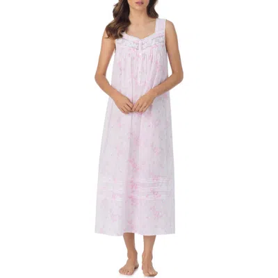 Eileen West Floral Cotton Ballet Nightgown In Blue