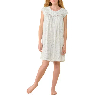 Eileen West Floral Cotton Short Nightgown In Green
