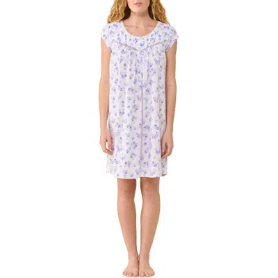 Eileen West Floral Cotton Short Nightgown In White