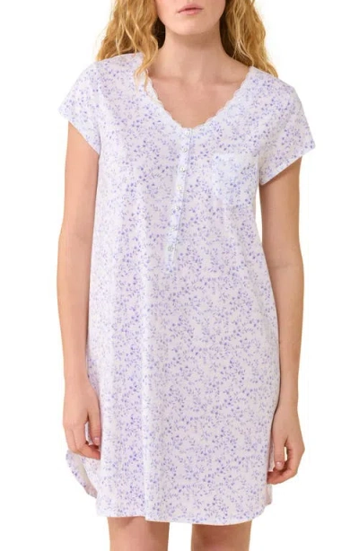 Eileen West Floral Lace Trim Cotton Sleepshirt In White