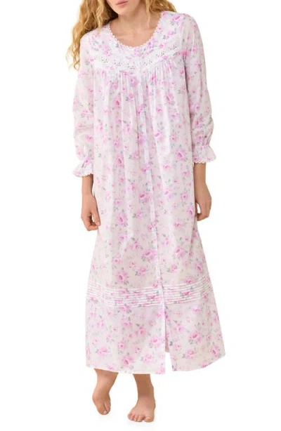 Eileen West Floral Long Sleeve Cotton Robe In Multi