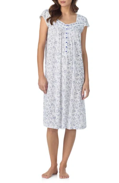 Eileen West Floral Print Cap Sleeve Waltz Nightgown In White