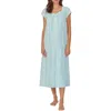 Eileen West Floral Print Cotton Nightgown In Aqua Print