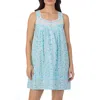 Eileen West Floral Print Sleeveless Cotton Lawn Chemise In Blue
