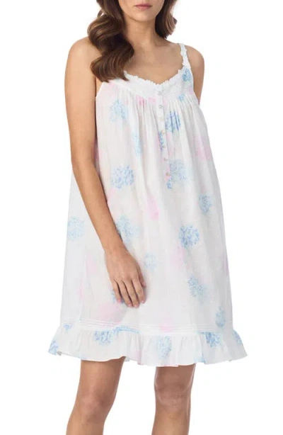 Eileen West Floral Sleeveless Cotton Chemise In White