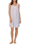 Eileen West Floral Sleeveless Short Jersey Chemise In White/flour