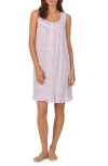 Eileen West Floral Sleeveless Short Jersey Chemise In White/pink Print