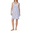 Eileen West Floral Sleeveless Short Jersey Nightgown In White Grd Periwinkle/pink Flor