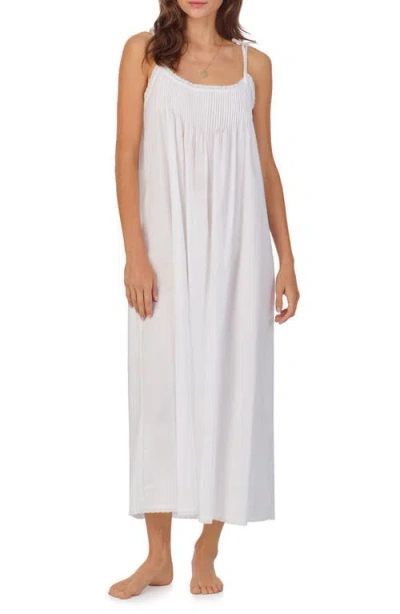 Eileen West Floral Tie Strap Sleeveless Ballet Cotton Lawn Nightgown In White