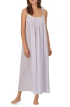 Eileen West Floral Tie Strap Sleeveless Ballet Cotton Lawn Nightgown In Wht Grd Pink/peri Ditsy