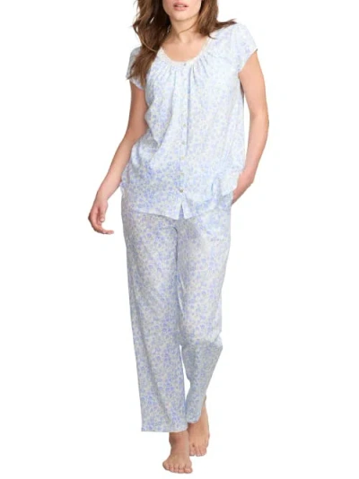 Eileen West Jersey Knit Pajama Set In Floral Stripe