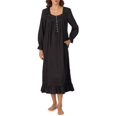 Eileen West Lace Trim Ballet Nightgown In Black