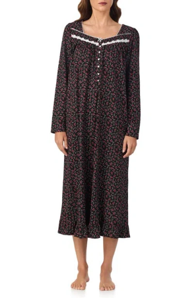 Eileen West Lace Trim Ballet Nightgown In Black