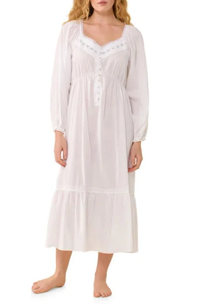 Eileen West Lace Trim Cotton Ballet Nightgown In White