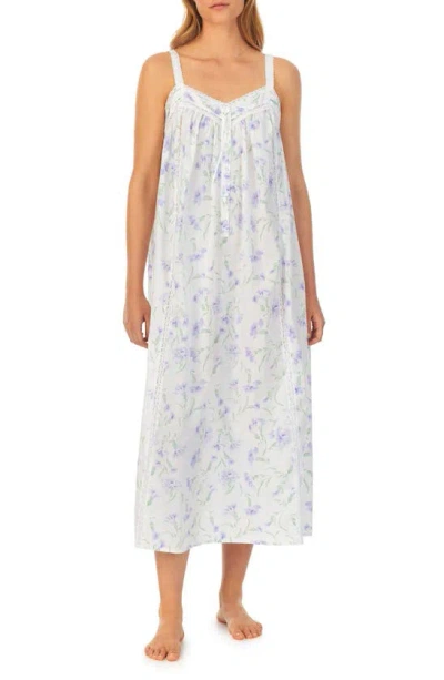 Eileen West Lace Trim Cotton Lawn Ballet Nightgown In Lilac Flora