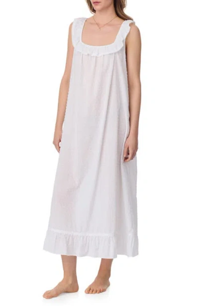 Eileen West Lace Trim Swiss Dot Nightgown In White