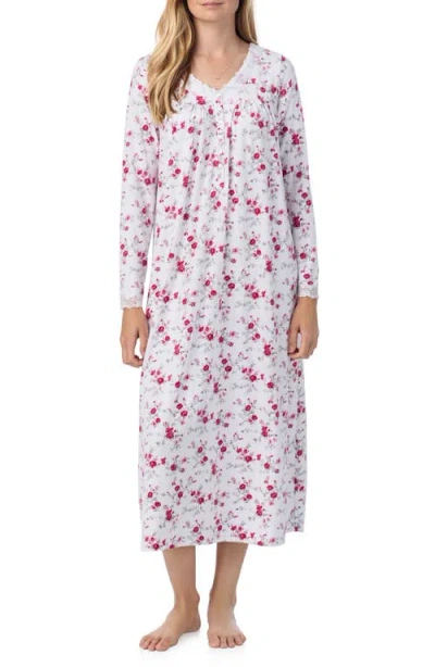Eileen West Long Sleeve Ballet Nightgown In Rose Print