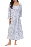 Eileen West Long Sleeve Cotton Ballet Nightgown In White/ N Avy