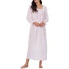 Eileen West Long Sleeve Cotton Dobby Nightgown In Blush