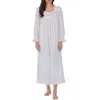 Eileen West Long Sleeve Cotton Dobby Nightgown In White
